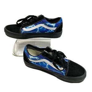 Vans Old School Lightning Sneakers Womens 7.5 US Mens 6 Black Blue Suede Toe